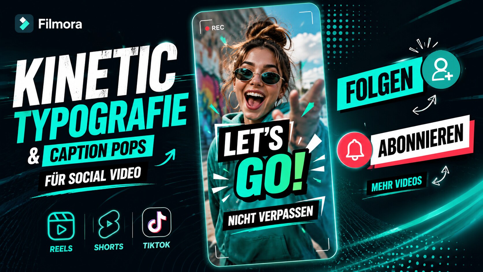 Kinetic Typography mit Follow CTA, Caption Pop und animiertem Overlay Text für Reels und Shorts.
