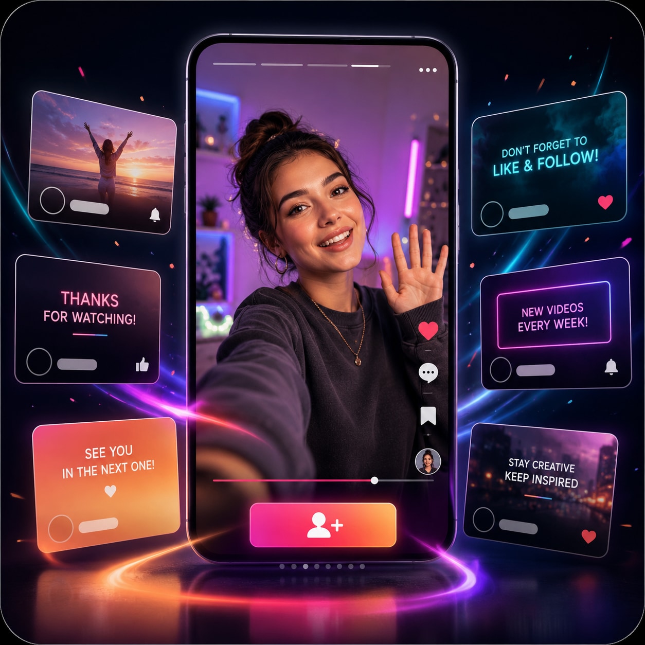 TikTok-Outro für Abonnieren Animationen und Social Media CTA
