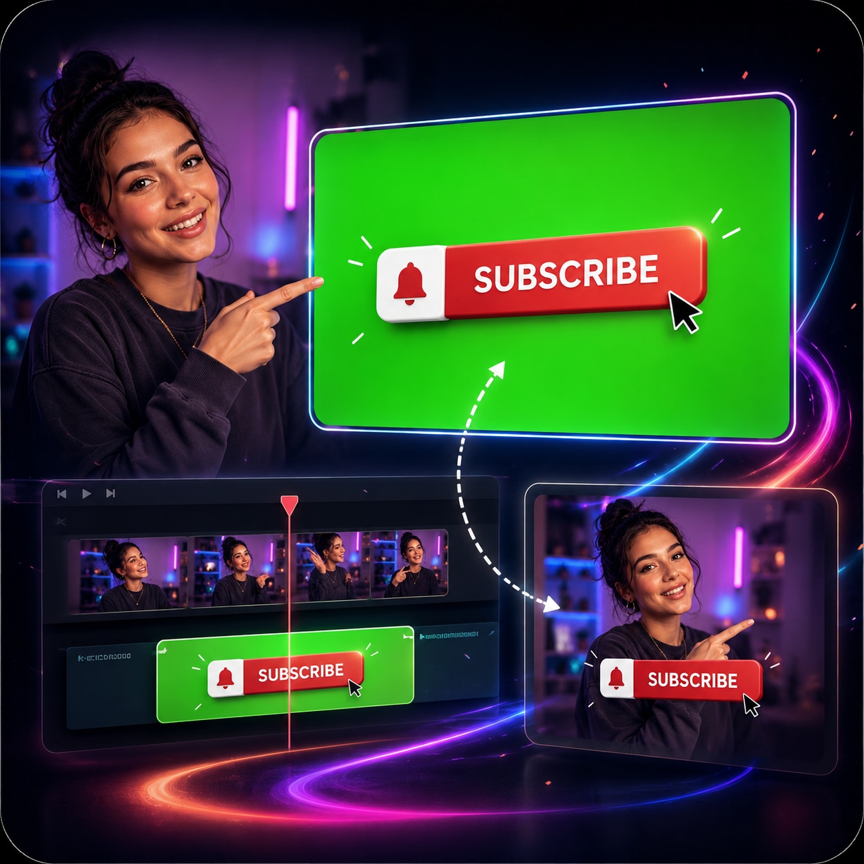 Subscribe Green Screen für Abonnieren Animationen und Social Media CTA