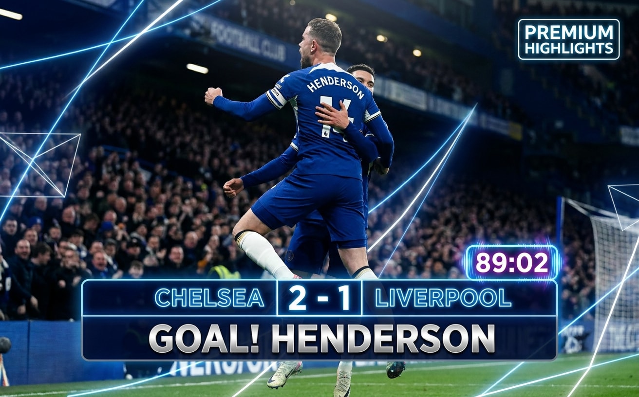 Fußball-Torhighlight mit Scoreboard-Texten, Spielernamen, Spielminute, Freeze Frame und moderner Broadcast-Optik für personalisierte Blitzschnelle Torhighlights.