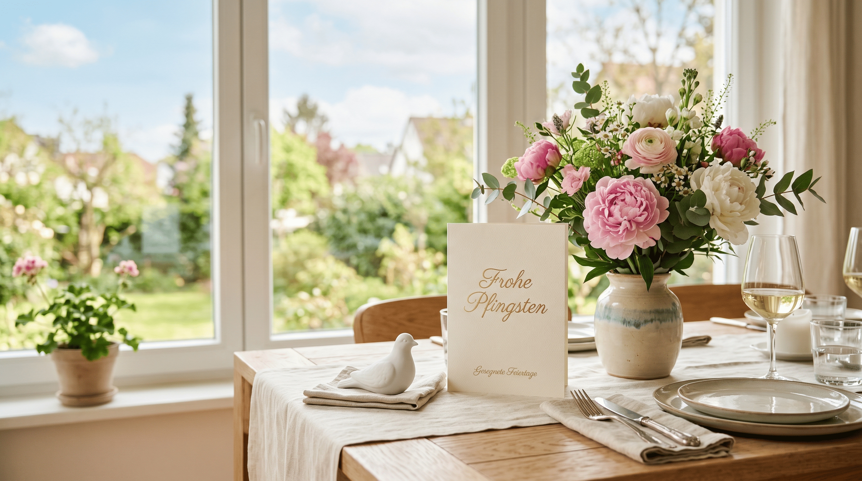 Personalisiertes Pfingsten-Design mit Blumen, Licht und festlicher Typografie