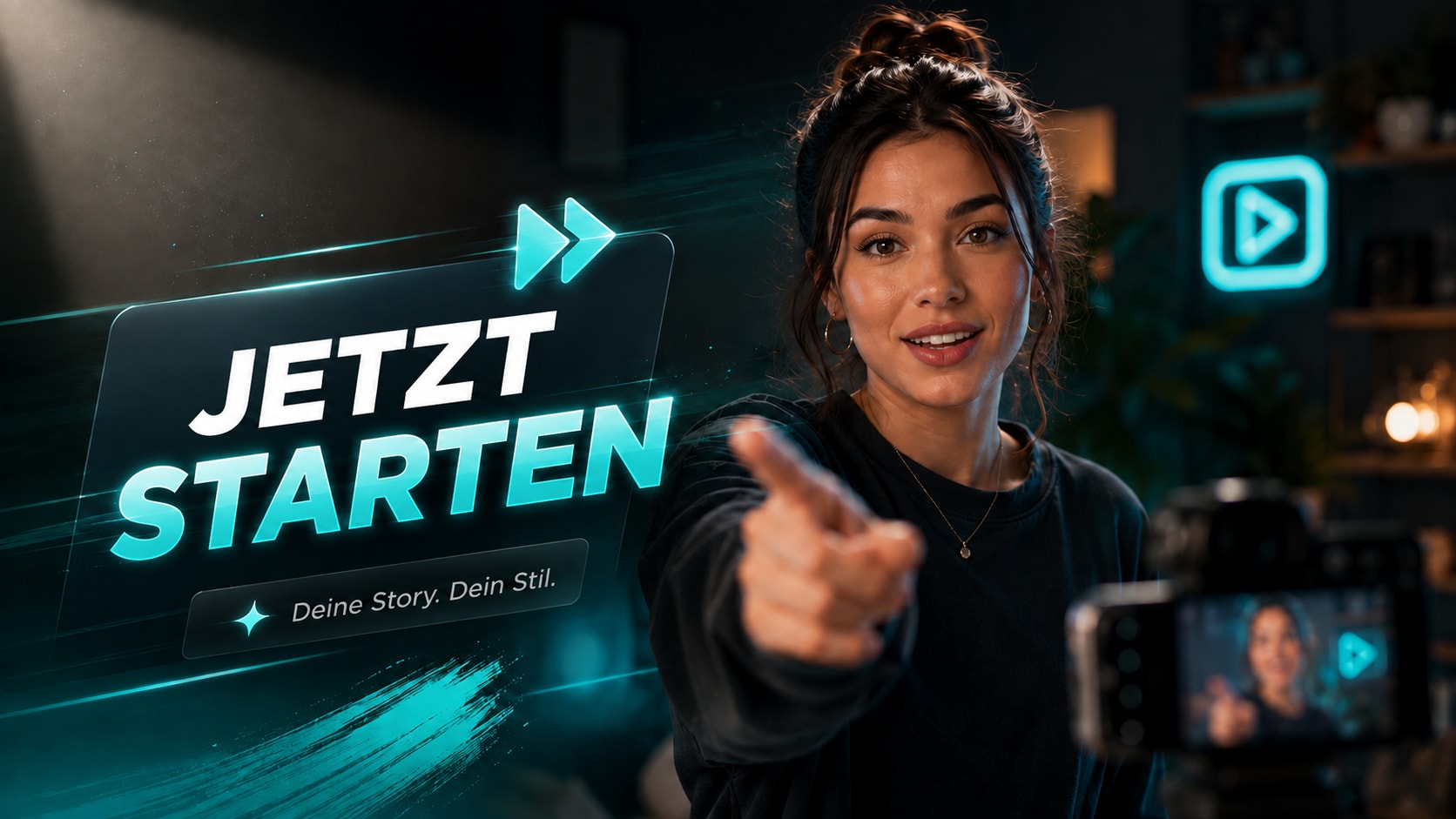 CTA und Opening Text erscheinen gestaffelt am Anfang eines Social Videos.