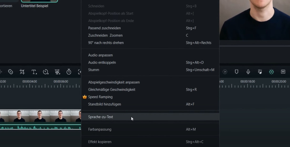 Sprach zu Text in Filmora umwandeln