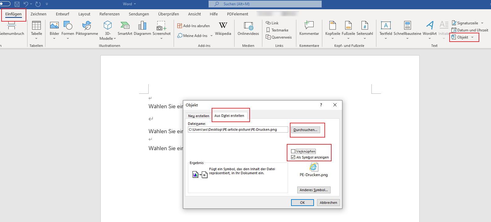 PDF-Bild in Word einfügen