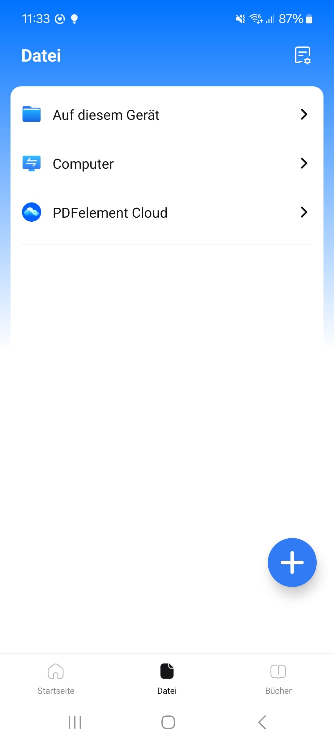 Oder importieren Sie es vom Computer oder aus der PDFelement Cloud.