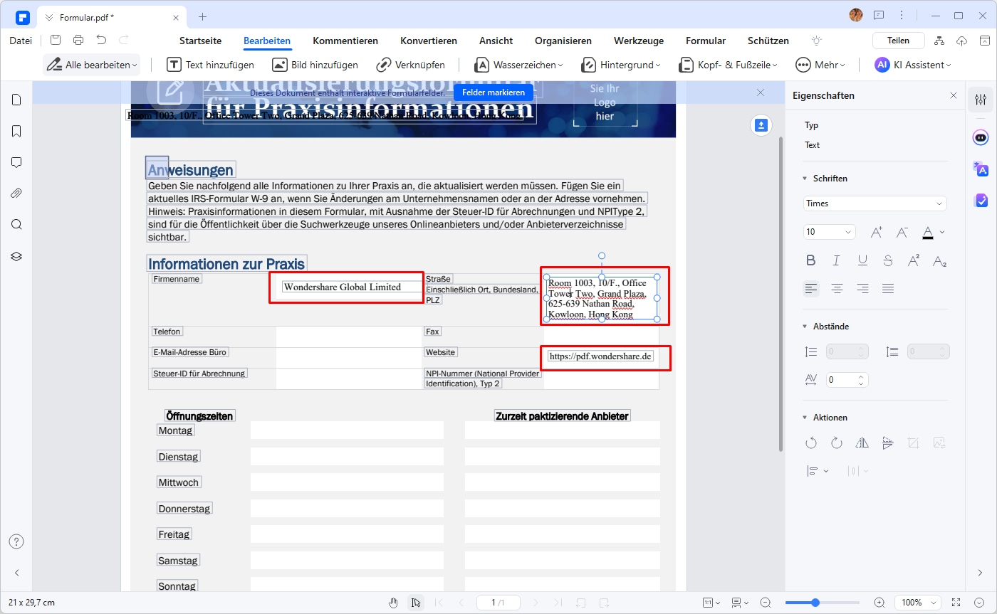 Nachdem Sie ein perfektes Formular erstellt haben, speichern Sie das PDF-Formular und senden Sie es an Ihre Kunden oder Kollegen.