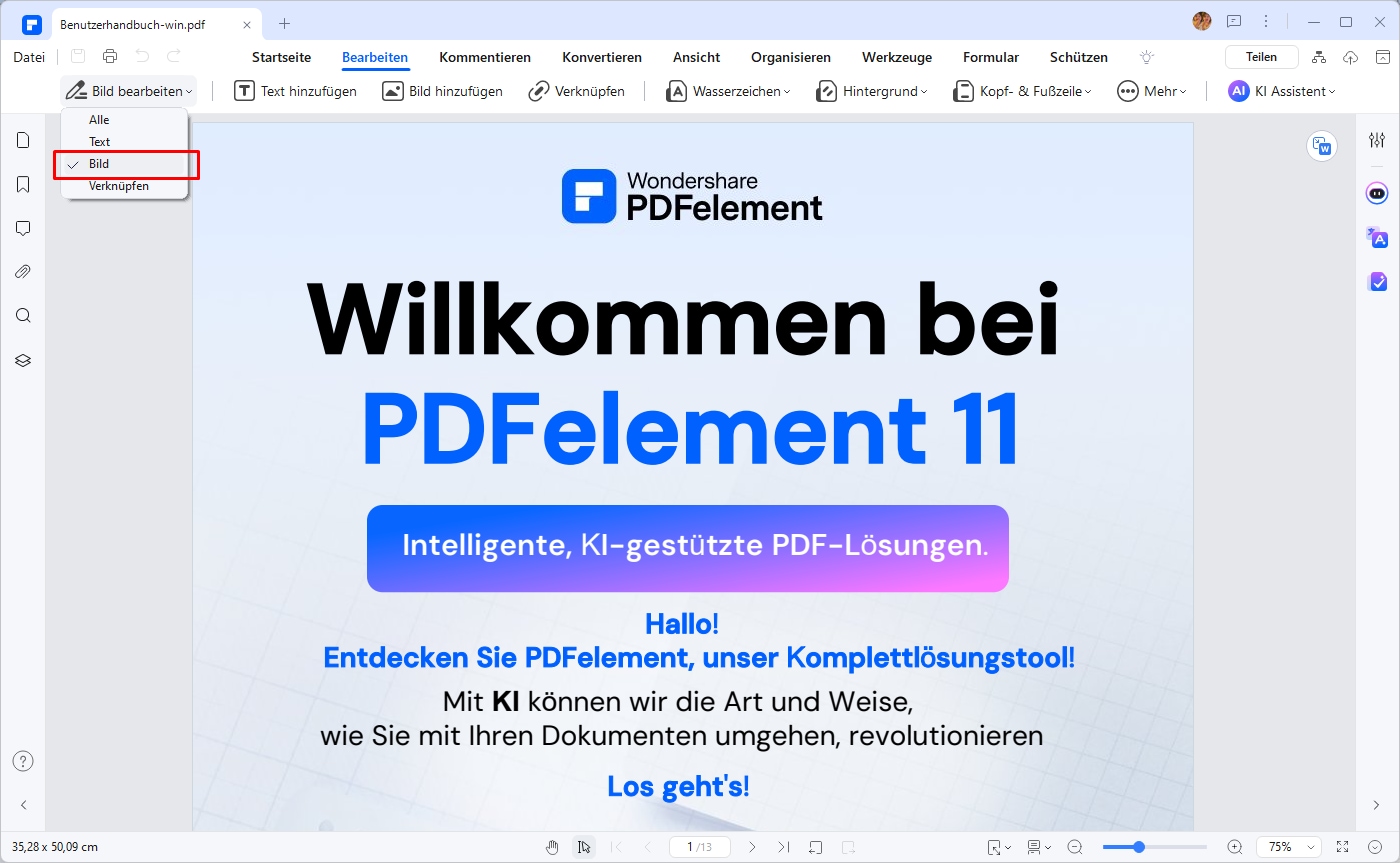 Klicken Sie auf "Bearbeiten": Klicken Sie auf die Schaltfläche "Bearbeiten" in der oberen Menüleiste, um das Bildbearbeitungswerkzeug zu öffnen.