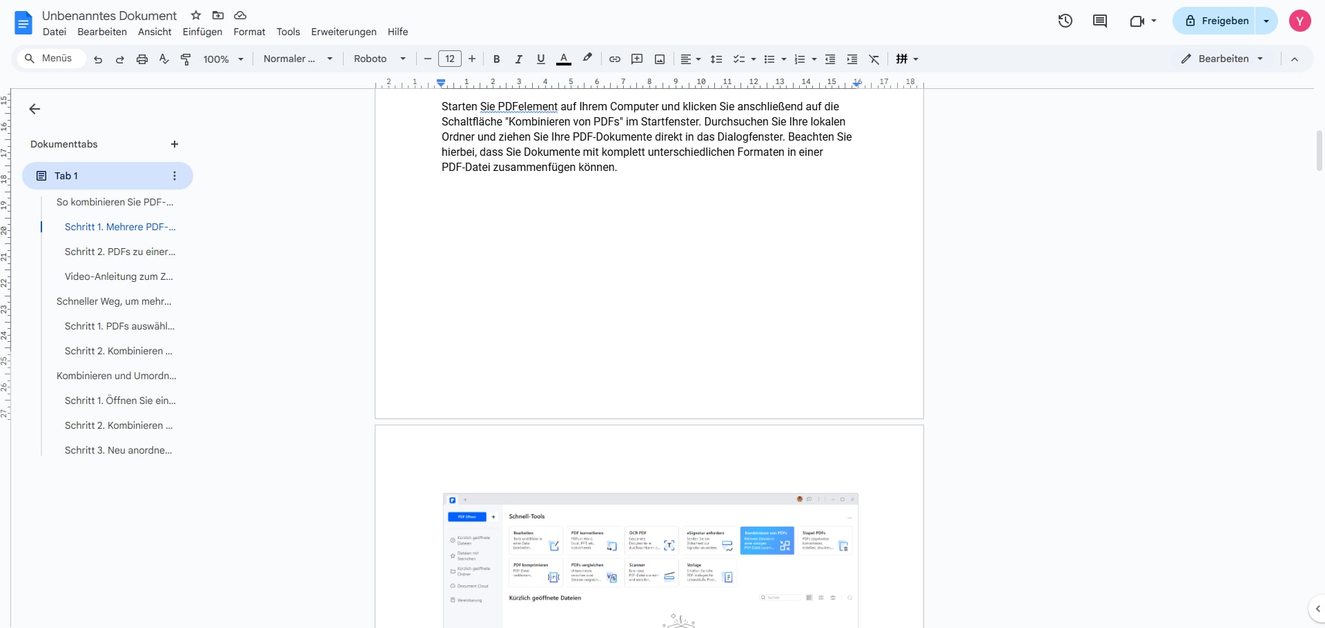 Es werden verschiedene Seitenumbrüche in Google Docs als graue Linie angezeigt.