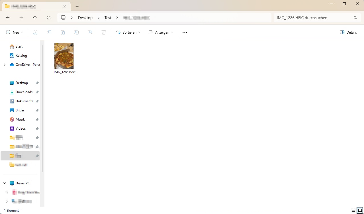 Öffnen Sie das HEIC-Bild auf Ihrem Windows-Gerät. Bitte beachten Sie, dass diese Fotos eine eingebaute HEIC-Dateierweiterung haben