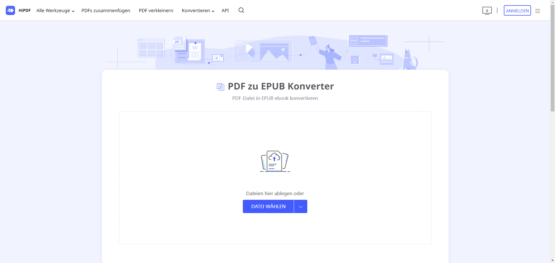 Sie können mit HiPDF PDF in EPUB umwandeln.