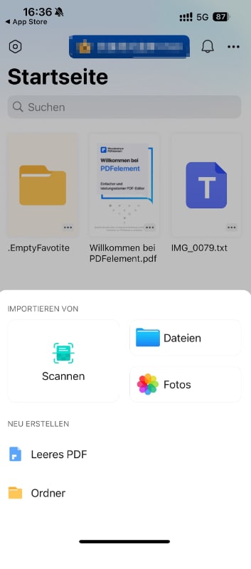 Öffnen Sie die App und laden Sie das PDF-Dokument, das Sie bearbeiten möchten. Sie können das Dokument direkt aus Ihrer E-Mail, Cloud-Speicher oder anderen Quellen importieren.