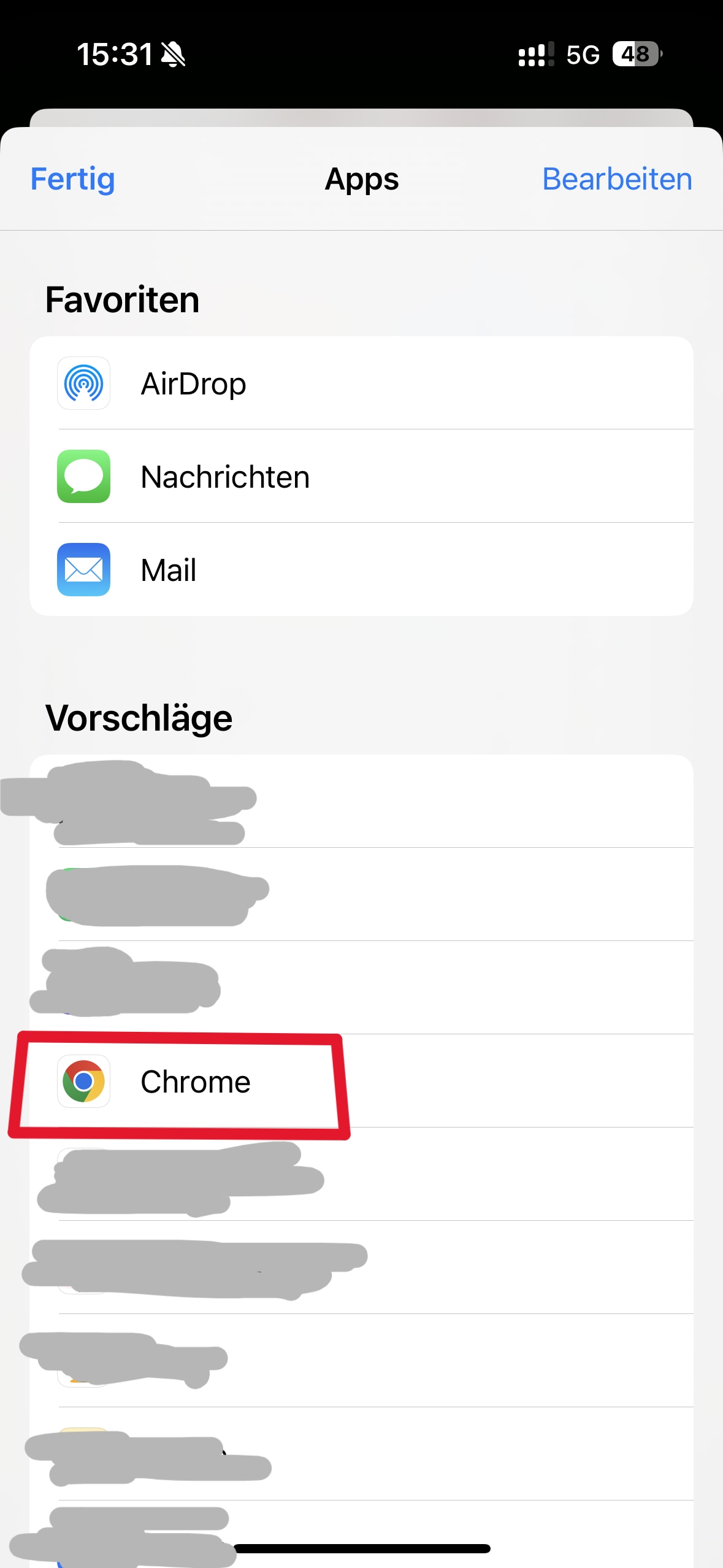 Wählen Sie im App-Menü Google Chrome aus und öffnen Sie die App.