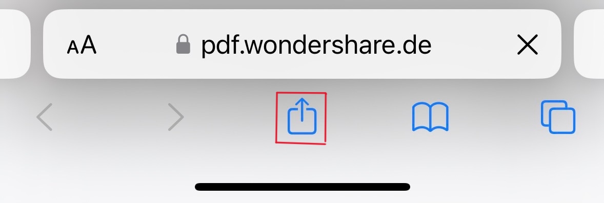 Öffnen Sie die PDF-Datei und tippen Sie auf das Teilen-Symbol in der unteren linken Ecke.