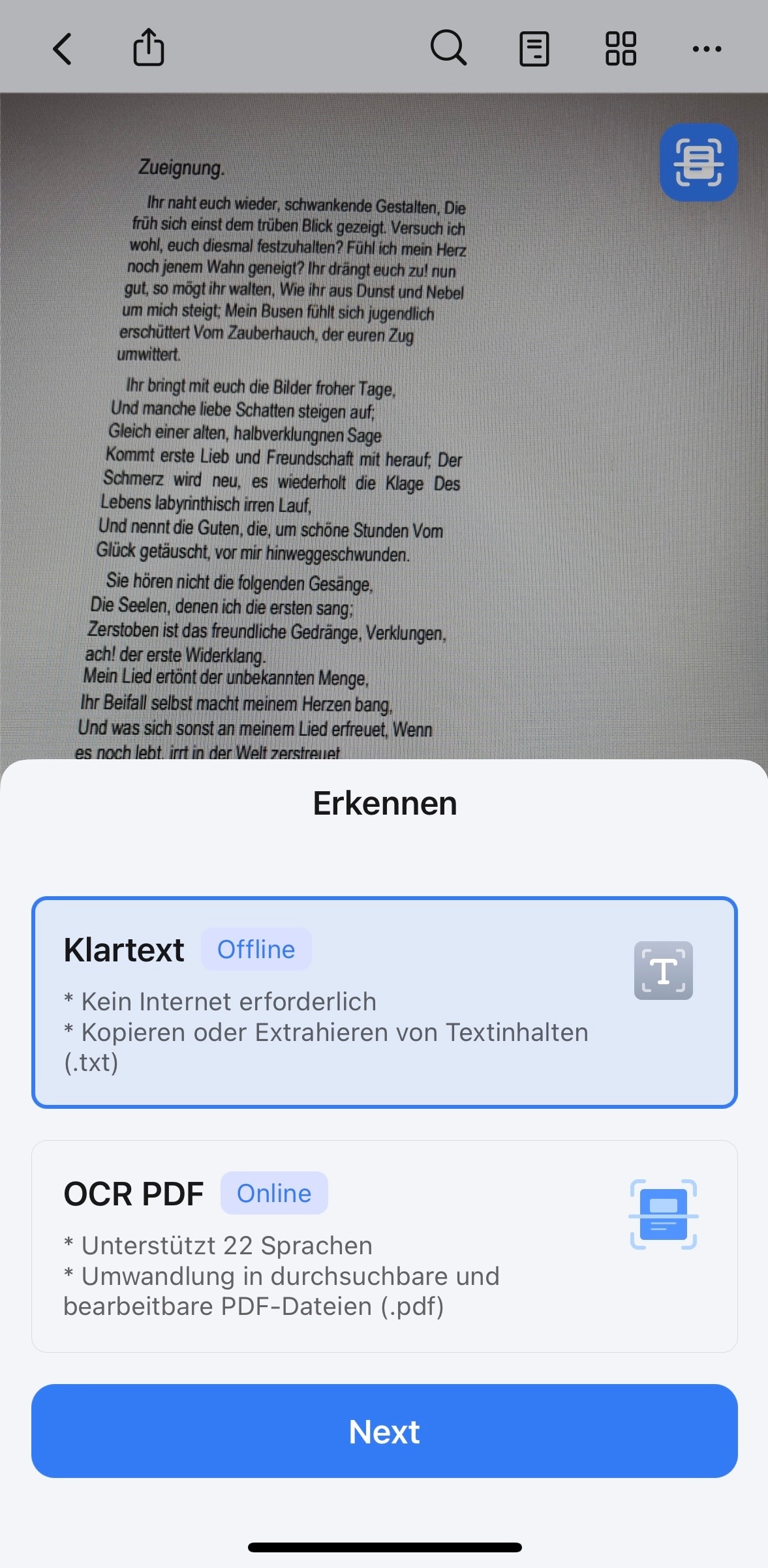 Sie können auch auf „Klartext“ klicken