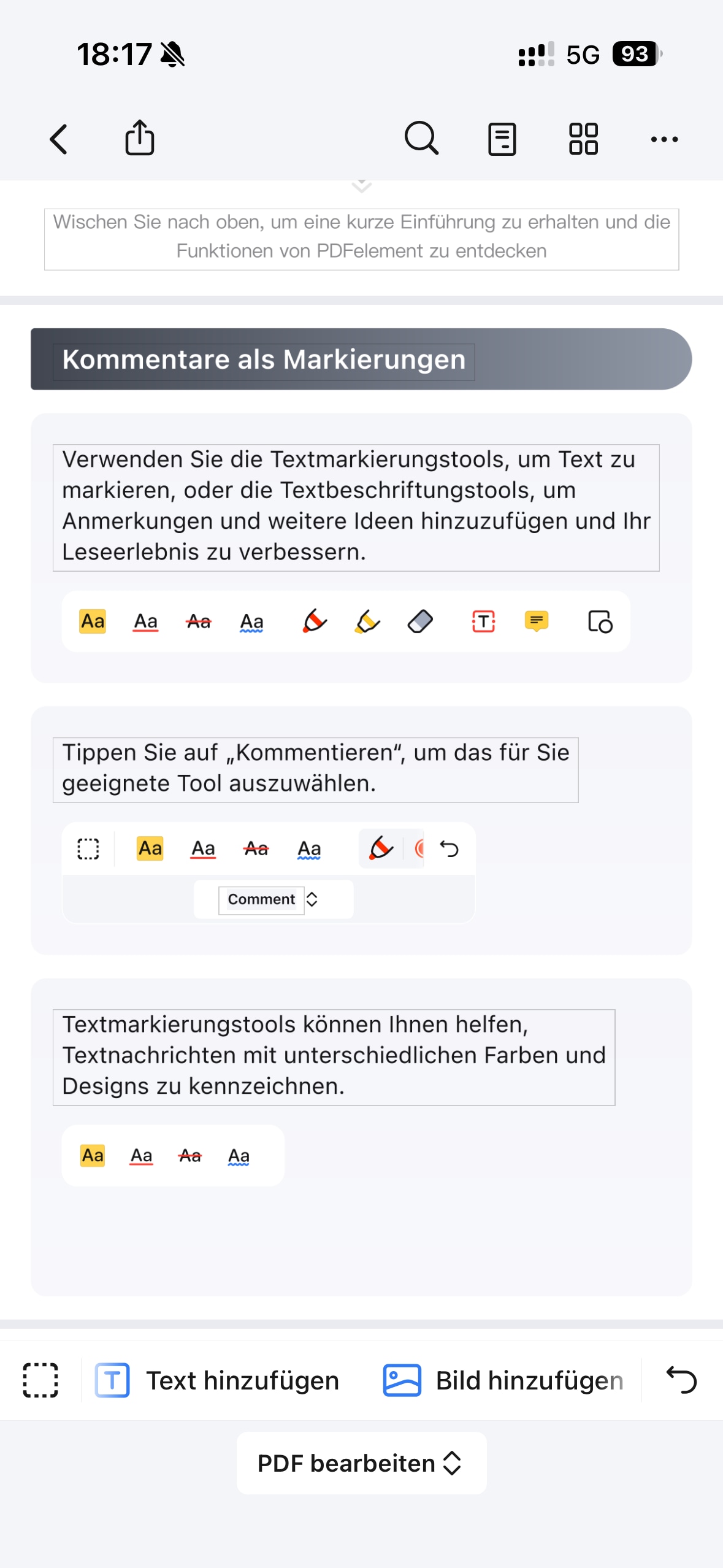 Nutzen Sie die Bearbeitungswerkzeuge, um Texte zu ändern, Bilder hinzuzufügen oder Anmerkungen zu machen. Die App bietet eine Vielzahl von Funktionen, die speziell für Touchscreens optimiert sind, sodass die Bearbeitung einfach und intuitiv ist.