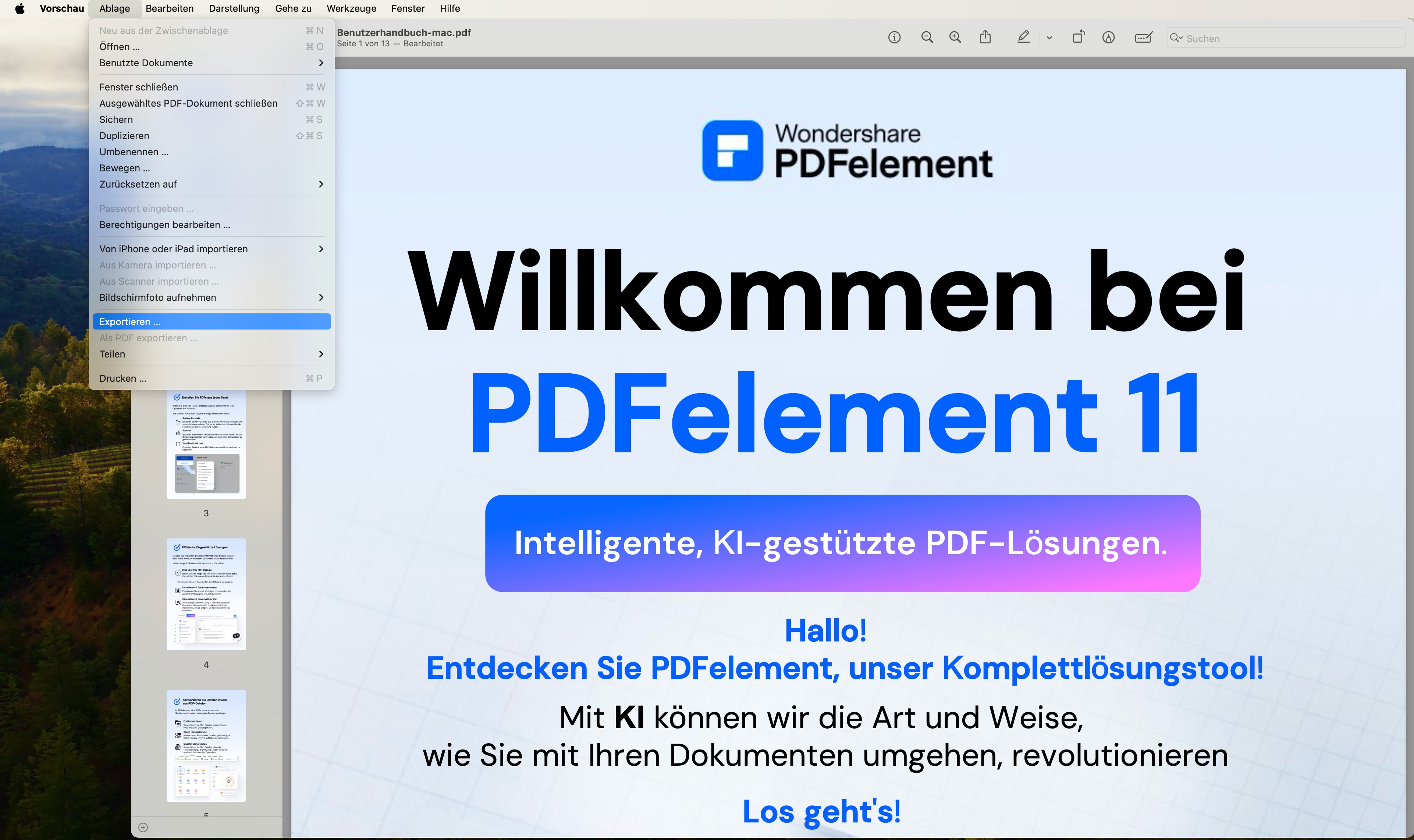 Nachdem Sie die gewünschten Spiegelungsanpassungen vorgenommen haben, gehen Sie zu „Datei“ und wählen Sie entweder „Speichern“ oder „Exportieren“, um die gespiegelte PDF dauerhaft zu speichern.