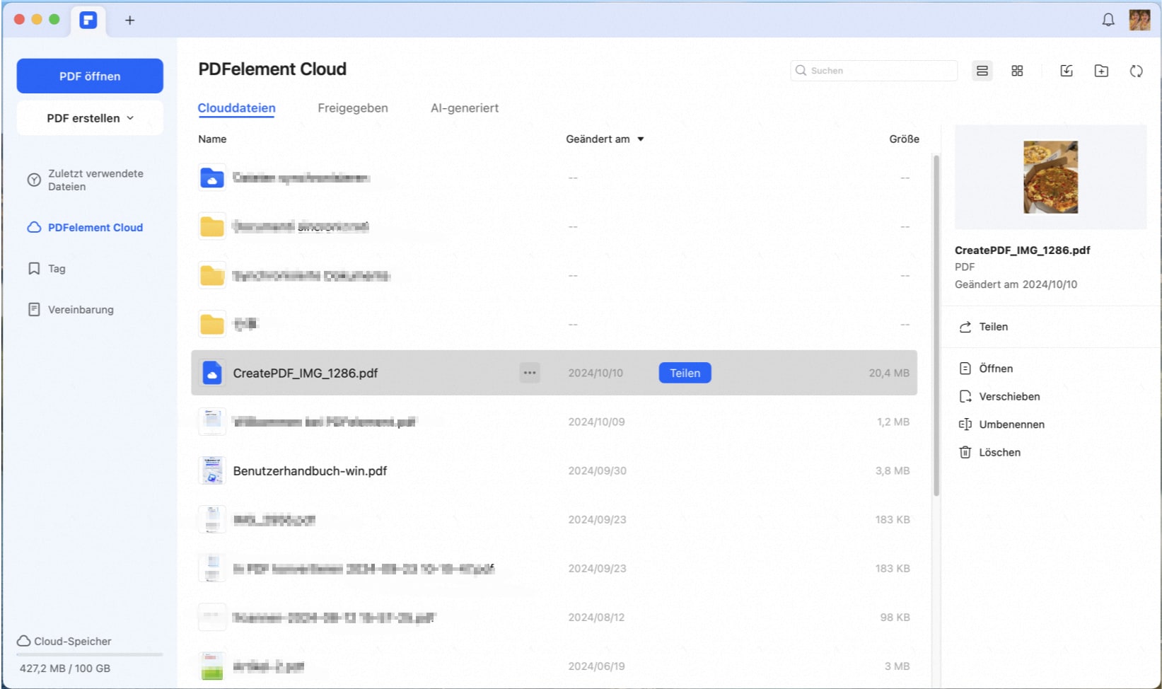 Laden Sie das PDF-Dokument in die Wondershare PDFelement PDFelement Cloud hoch.