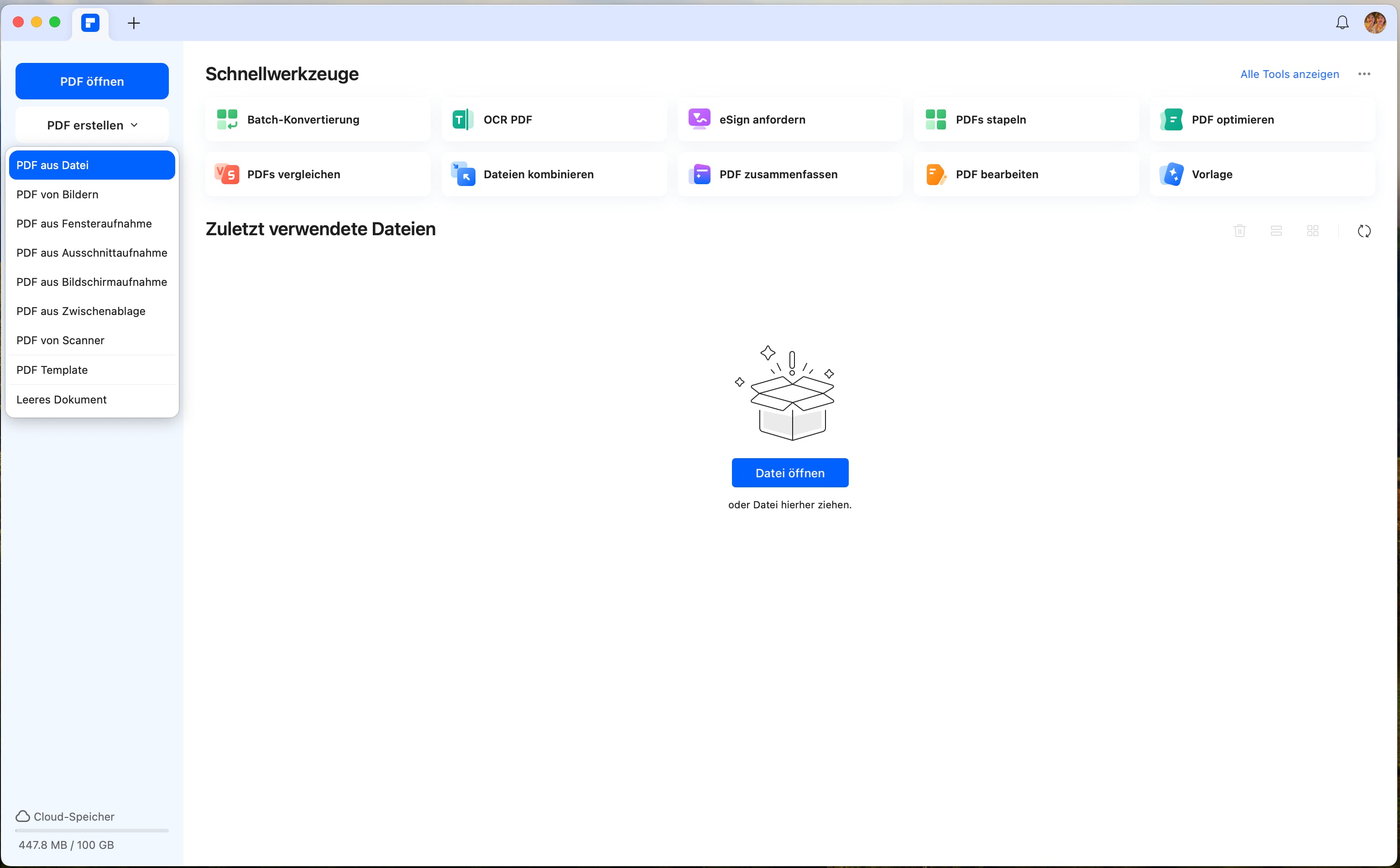 Sie können auch auf PDF erstellen klicken, um andere Dateien als PDF-Formate wie Word, Excel oder PPT einzufügen