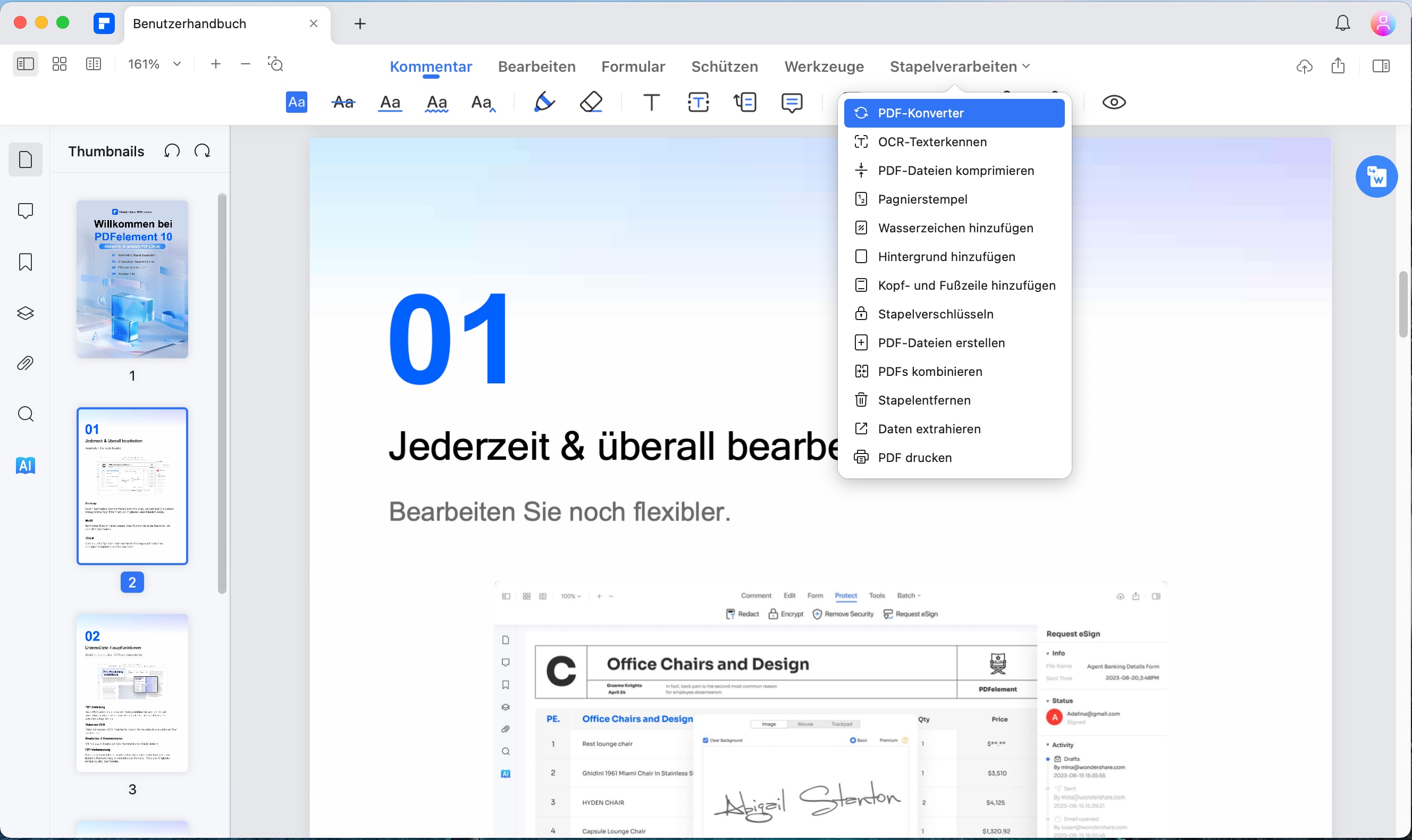 PDFelement kann Dateien im Stapel verarbeiten, um mehrere PDFs gleichzeitig in Word-Dateien zu konvertieren. Folgen Sie den Schritten zur Stapelkonvertierung von PDF in Word auf dem Mac.