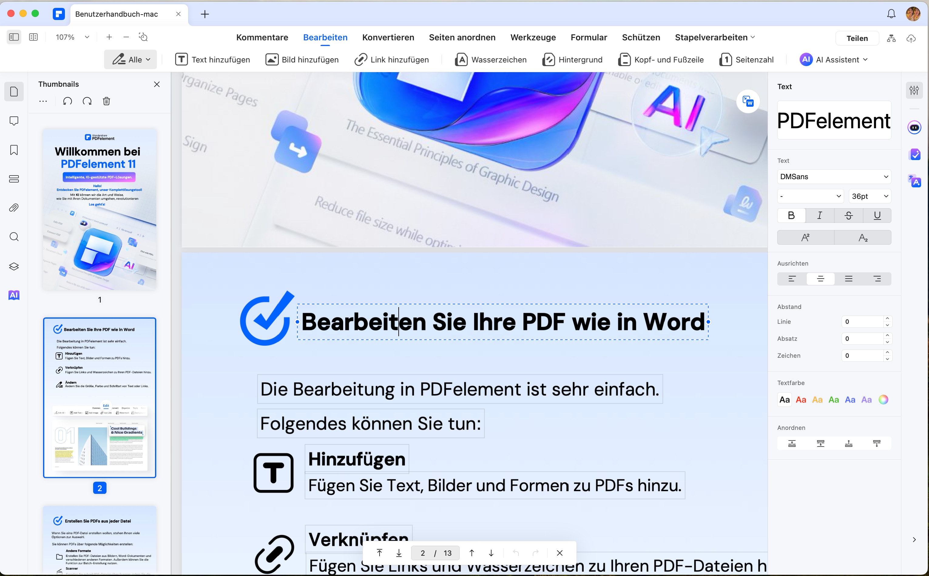 Gehen Sie zu der Präsentationsfolie, auf der Sie die Schriftart ändern möchten. Gehen Sie auf "Bearbeiten" und markieren Sie den Text, den Sie bearbeiten und dessen Schriftart Sie ändern möchten.