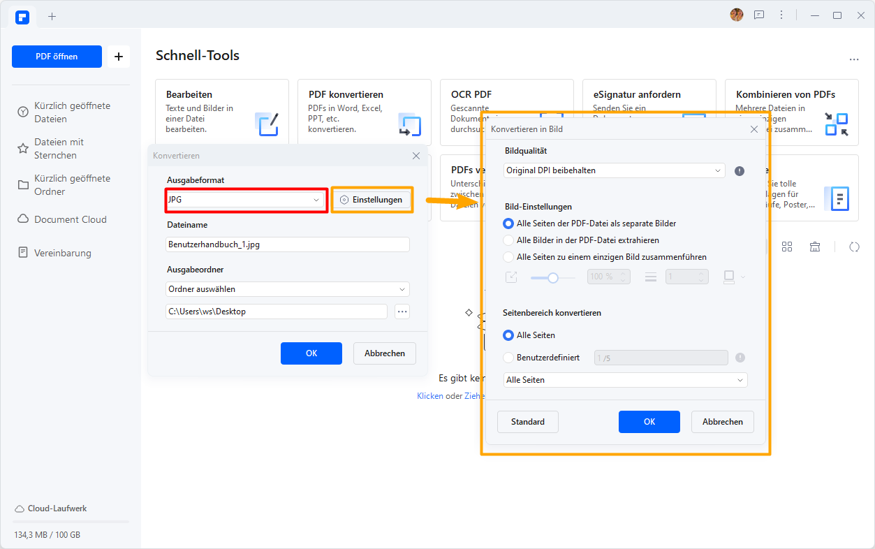 Sie können die Einstellungen konfigurieren, indem Sie im Menü auf "Datei" und dann im Dropdown-Menü auf "Einstellungen" gehen. Es wird ein Feld mit allen Optionen wie Schriftart, OCR und vielen anderen Optionen eingeblendet, in dem der Benutzer diese Optionen entsprechend seinen geschäftlichen Anforderungen anpassen kann.