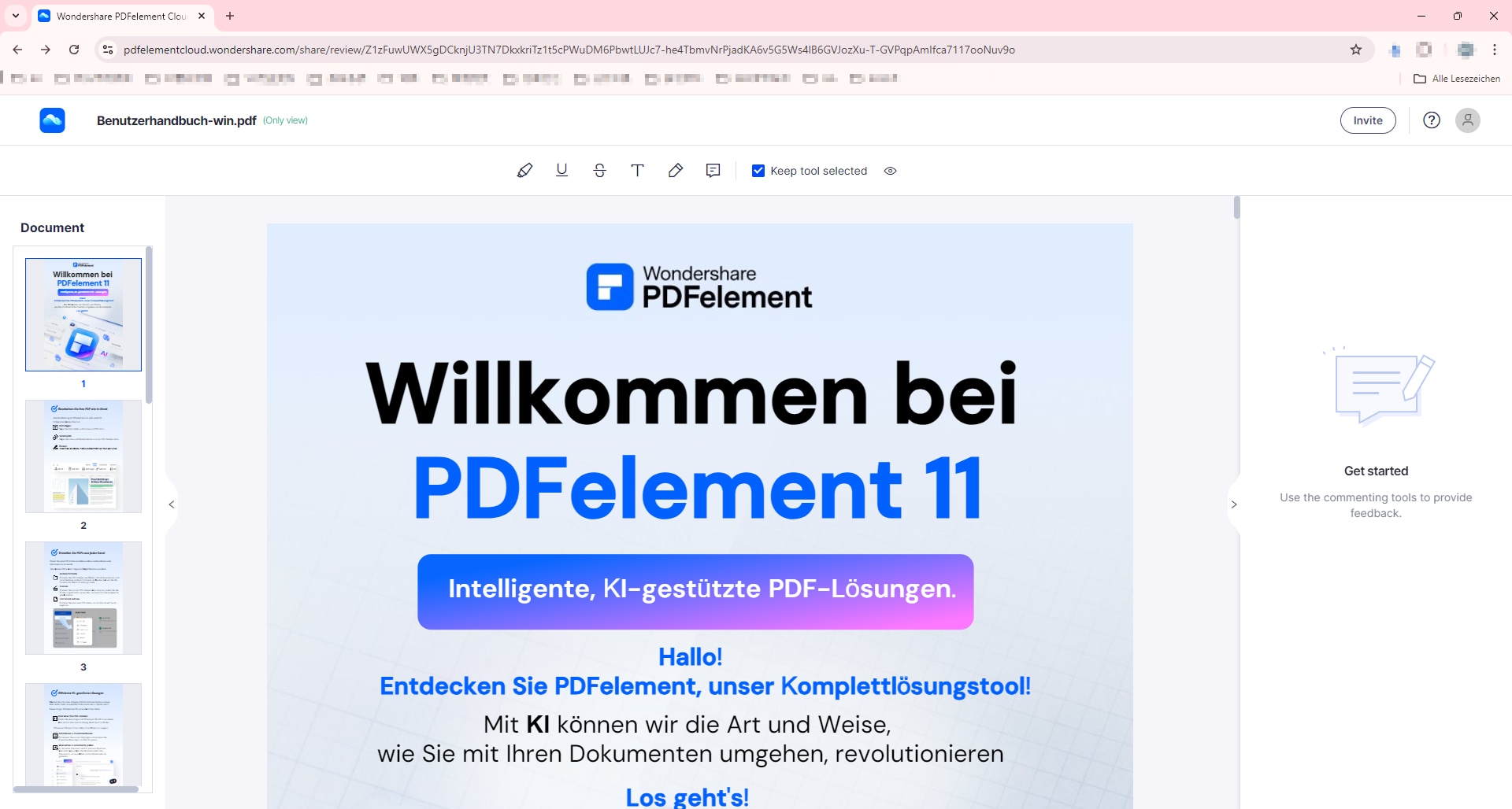 Sie können den Link dann kopieren und mit allen Personen teilen, die auf das PDF zugreifen müssen.