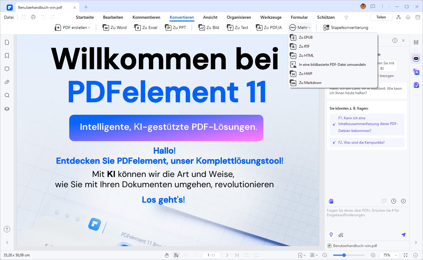 So wandeln Sie gescannte PDF in Word mit OCR in PDFelement um.