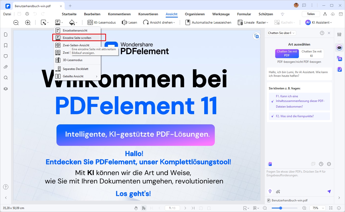 Nach der Umwandlung wird das Kennwort aus den PDF-Dokumenten entfernt. Sie können es dann mit diesem PDF-Editor Programm - PDFelement, öffnen und ansehen. Dieses Programm bietet professionelle Lösungen zum Lesen, Kommentieren, Bearbeiten und Umwandeln von PDF-Dateien.