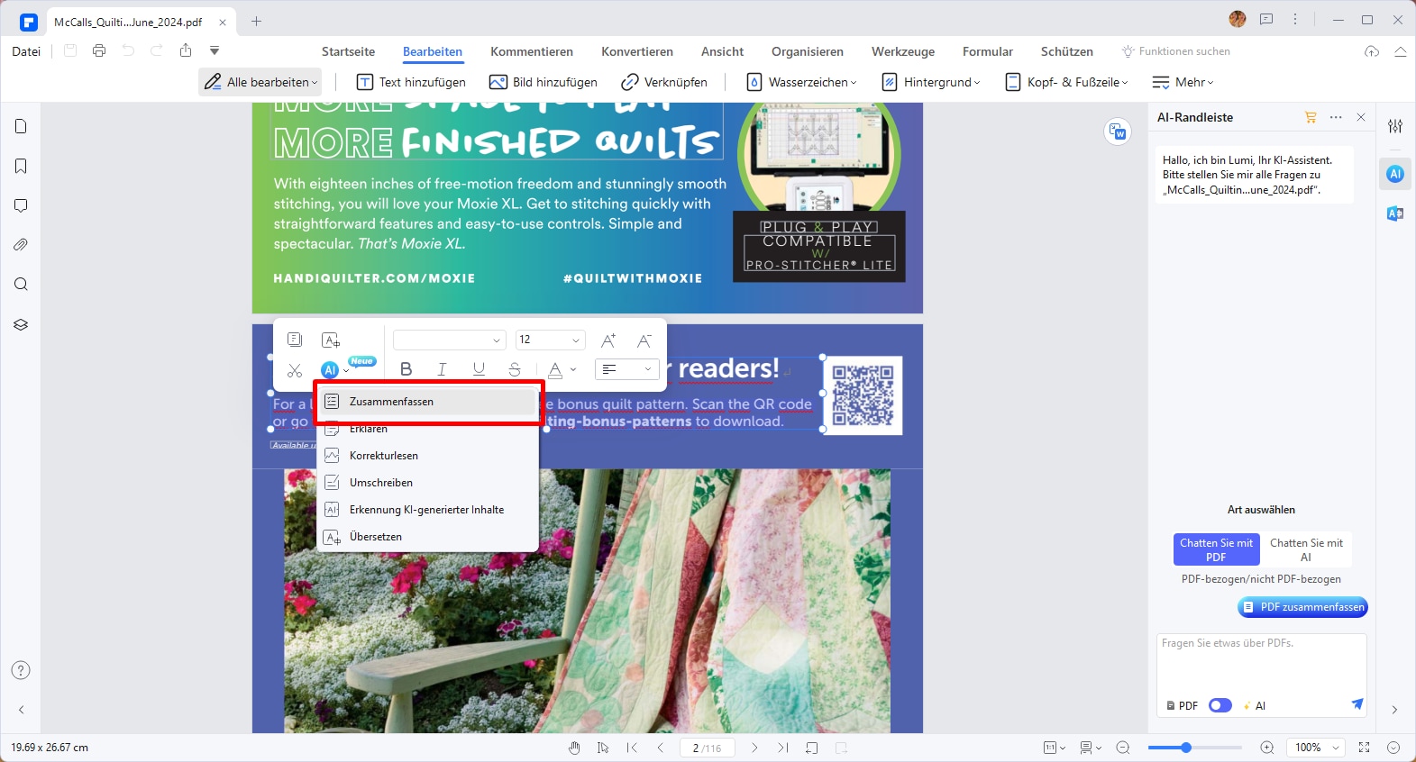 Sie können mit Wondershare PDFelement PDF zusammenfassen.