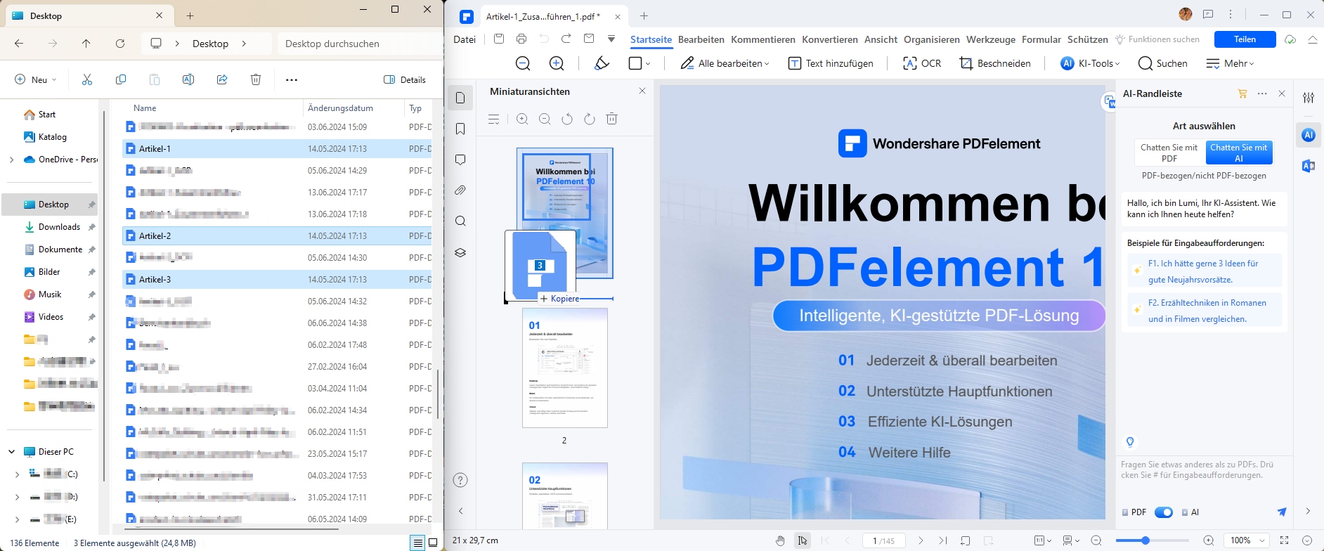 Laden Sie im Popup-Kombinationsfenster alle PDF-Dateien, die Sie zusammenführen möchten, indem Sie auf die Schaltfläche "Dateien hinzufügen" klicken. Sobald Sie auf "Weiter" klicken, werden alle PDF-Dateien zusammengefügt. Sie können den Vorgang jederzeit nach Bedarf abbrechen.