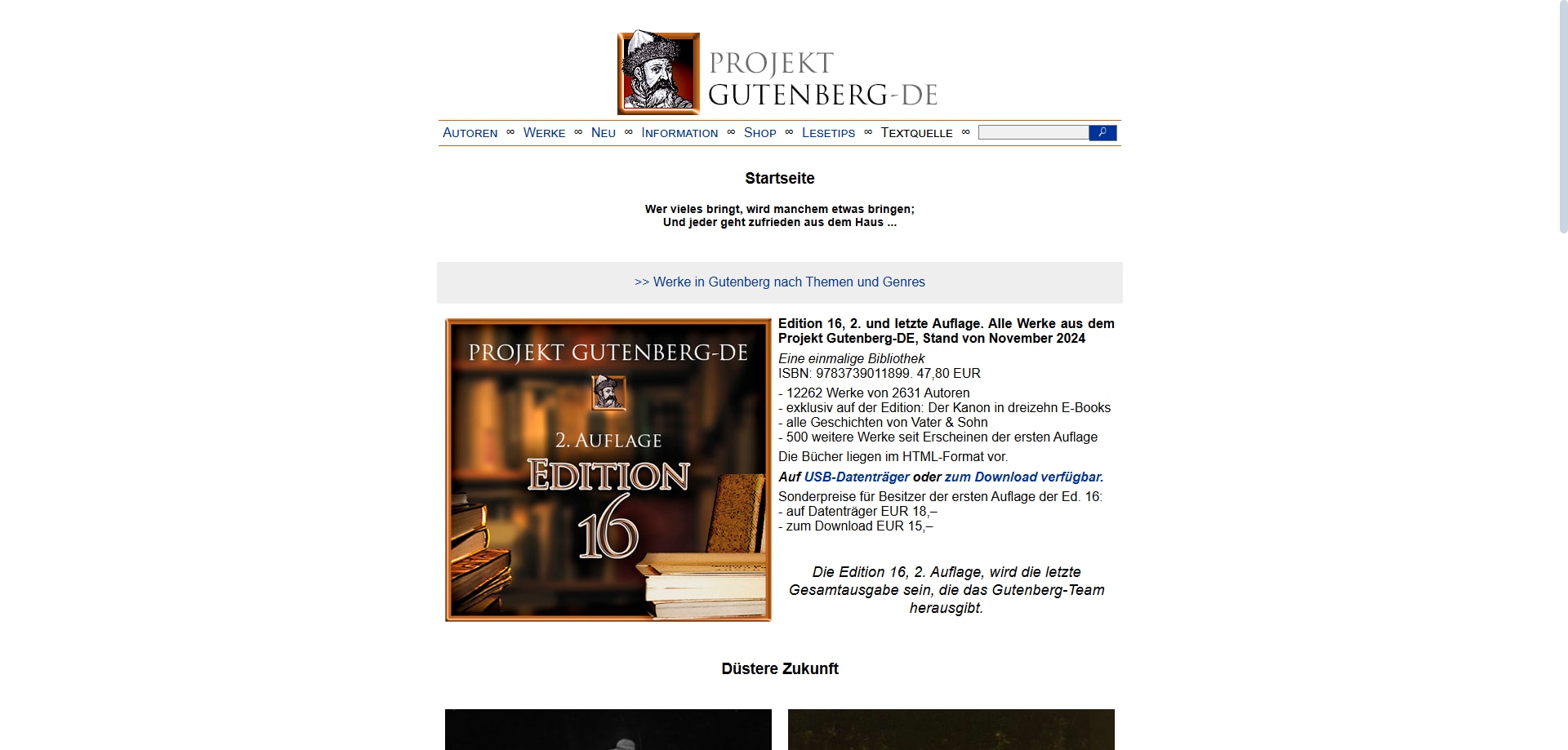 Projekt Gutenberg bietet eine beeindruckende Auswahl an kostenlosen, klassischen Büchern. Ohne Anmeldung können Sie hier literarische Meisterwerke wie „Faust“ oder „Der Graf von Monte Cristo“ direkt herunterladen.