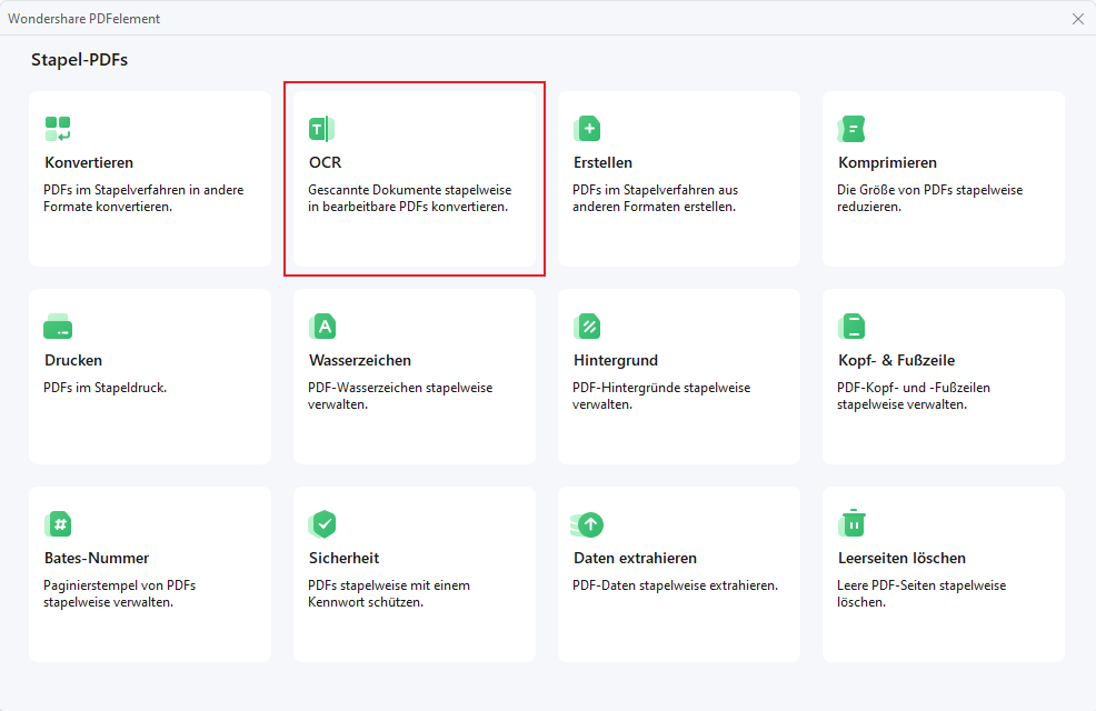 Bei der Verarbeitung großer Dateimengen kann es jedoch zeitaufwendig und ineffizient werden. Hier kommt PDFelement ins Spiel, das Batch-OCR ermöglicht und große Dateimengen effizient verarbeiten kann.