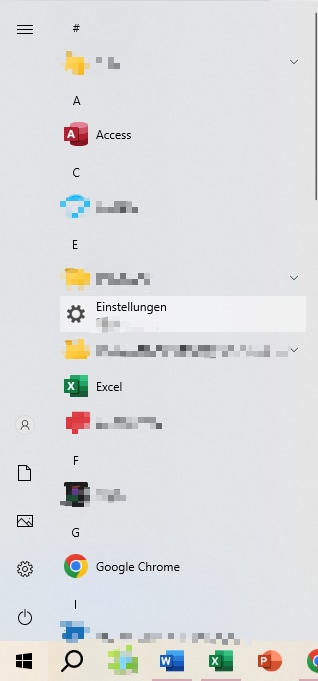 Klicken Sie auf "Start" und wählen Sie "Einstellungen" aus.