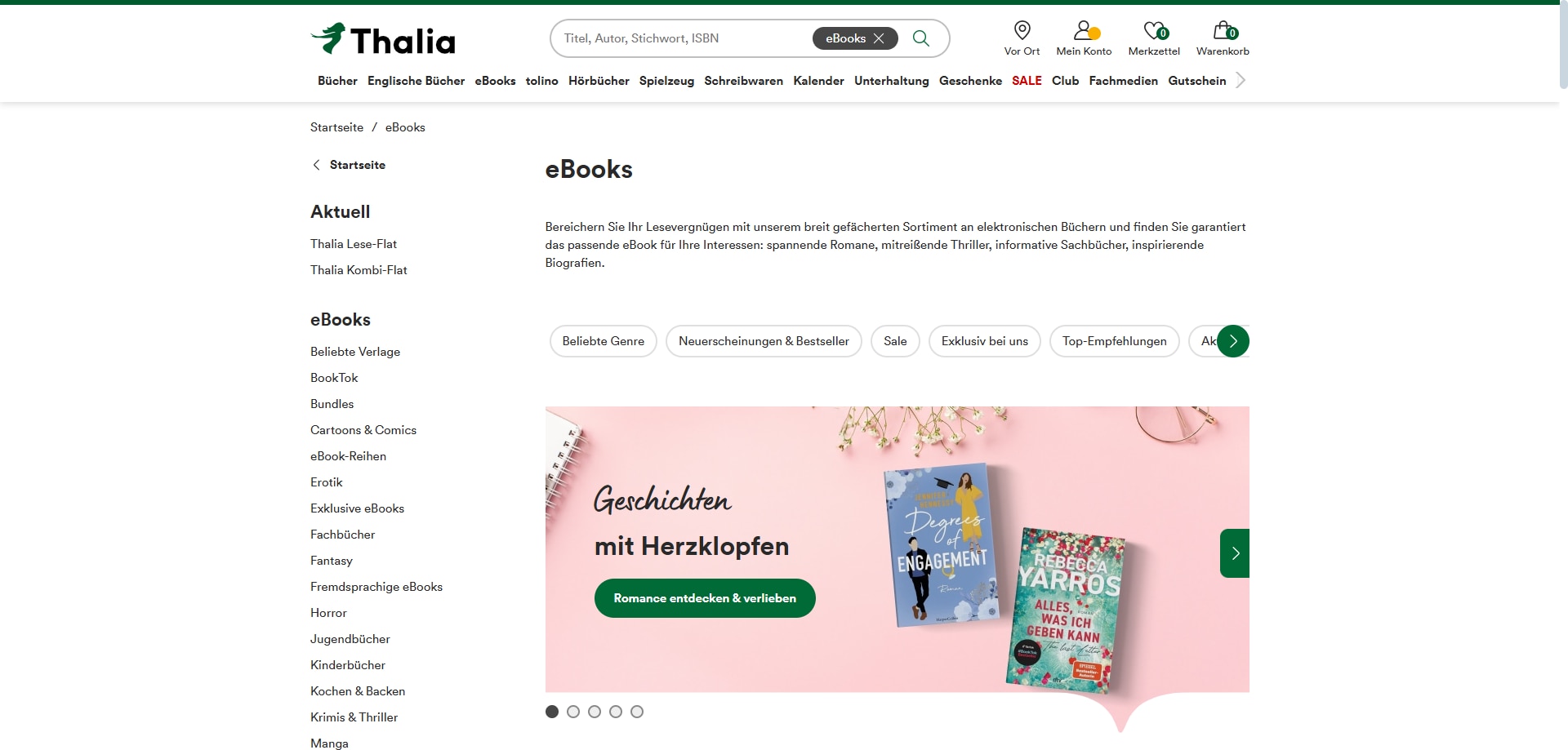 Thalia begeistert mit einer umfassenden Auswahl an Romanen, Ratgebern und Sachbüchern. Die Thalia-App bietet zudem komfortables Lesen unterwegs.