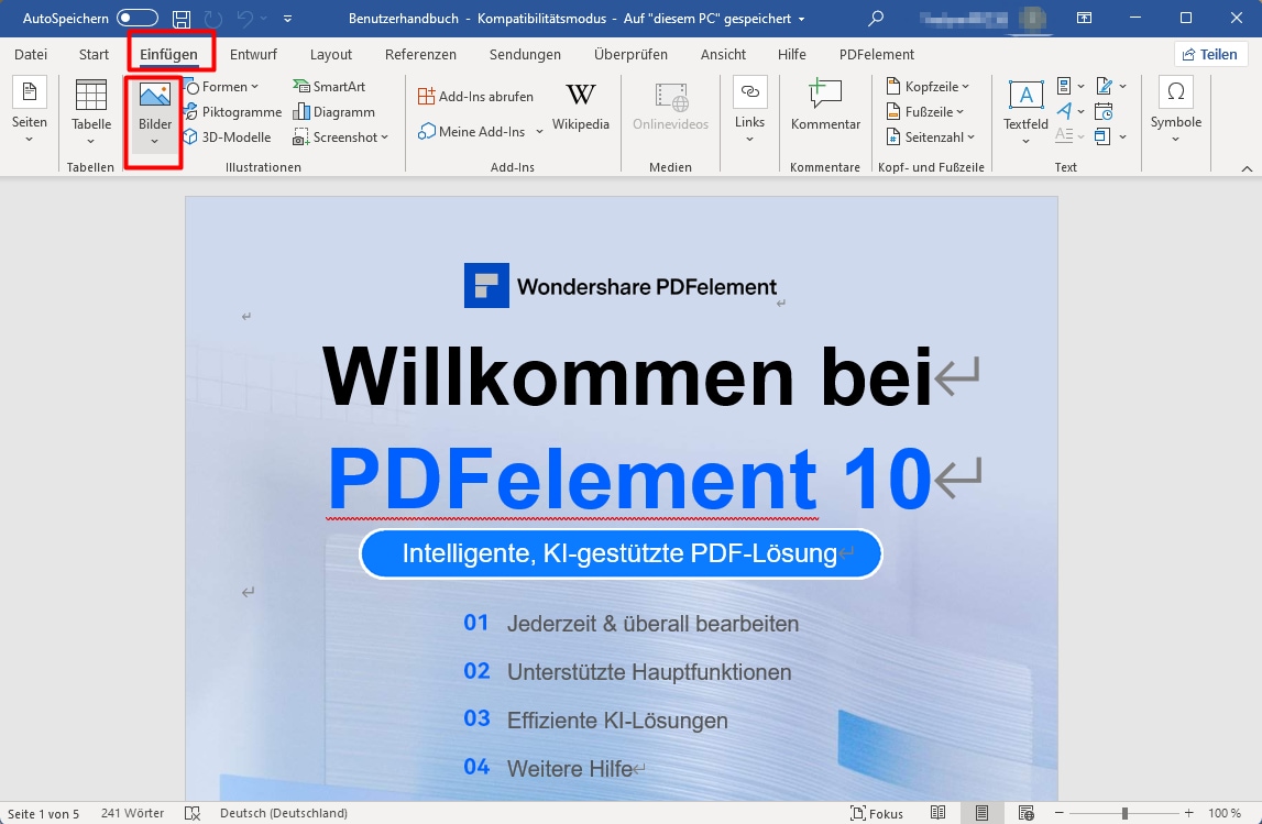 Eine andere Methode, um PDF Dokumente zu bearbeiten, wird es durch die Microsoft word 2013 Version tun. Diese Version ermöglicht es Ihnen, die pdf-Datei zu öffnen, sie zu ändern und dann wieder im PDF-Format zu speichern.