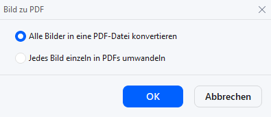 Wählen Sie im Popup-Fenster „Alle Bilder in eine PDF-Datei konvertieren“
