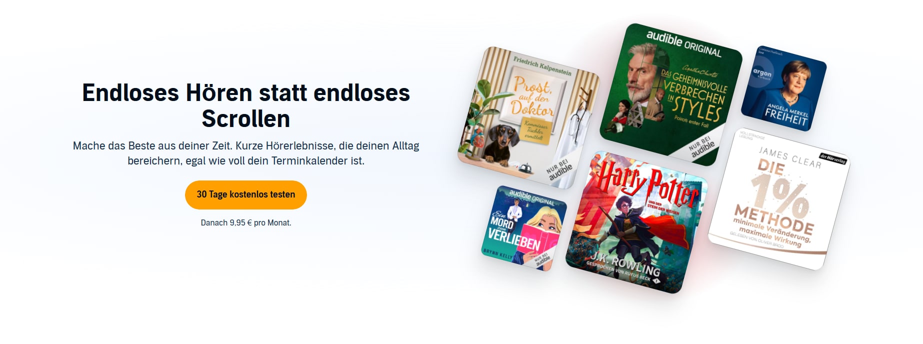 Audible ist eine der bekanntesten Plattformen für Hörbücher und punktet mit einem riesigen Katalog an Titeln, darunter Bestseller, Sachbücher und exklusive Audible-Originals.
