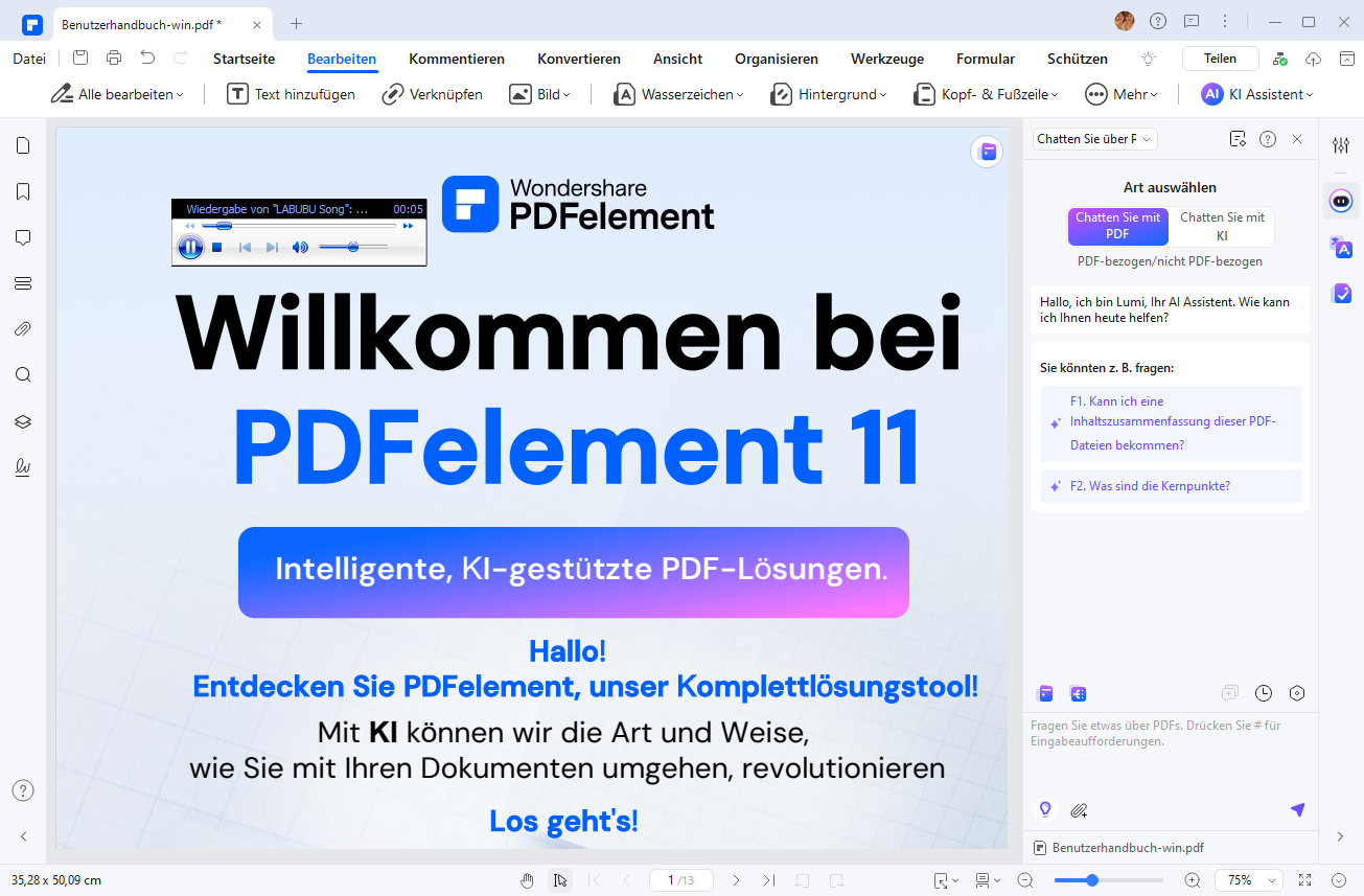 Klicken Sie in der Symbolleiste erneut auf „Bearbeiten“, und Sie können die Audioposition ziehen und die Audiorahmengröße nach Belieben anpassen.