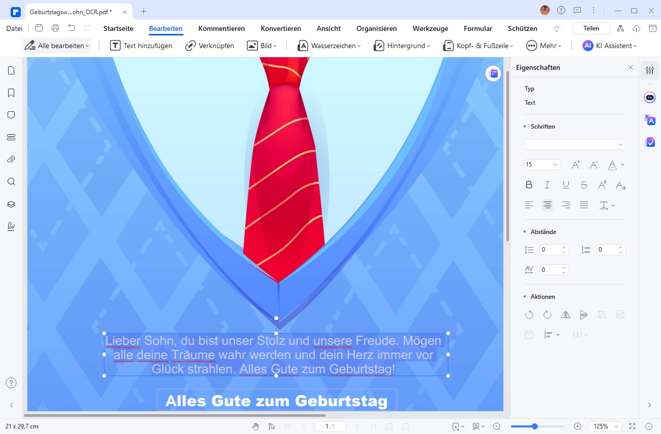 Bearbeiten Sie den Text und fügen Sie Ihre persönlichen Wünsche ein. Orientieren Sie sich dabei an den obigen Beispielen.