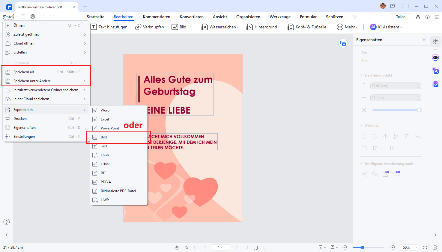 Speichern Sie Ihre Karte als hochauflösendes PDF und drucken Sie sie aus oder versenden Sie sie digital. PDFelememt garantiert eine professionelle Präsentation, ganz gleich, wie Sie sie verschicken.