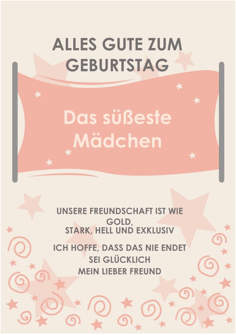 Erstellen Sie eine Geburtstagskarte für ein Mädchen.