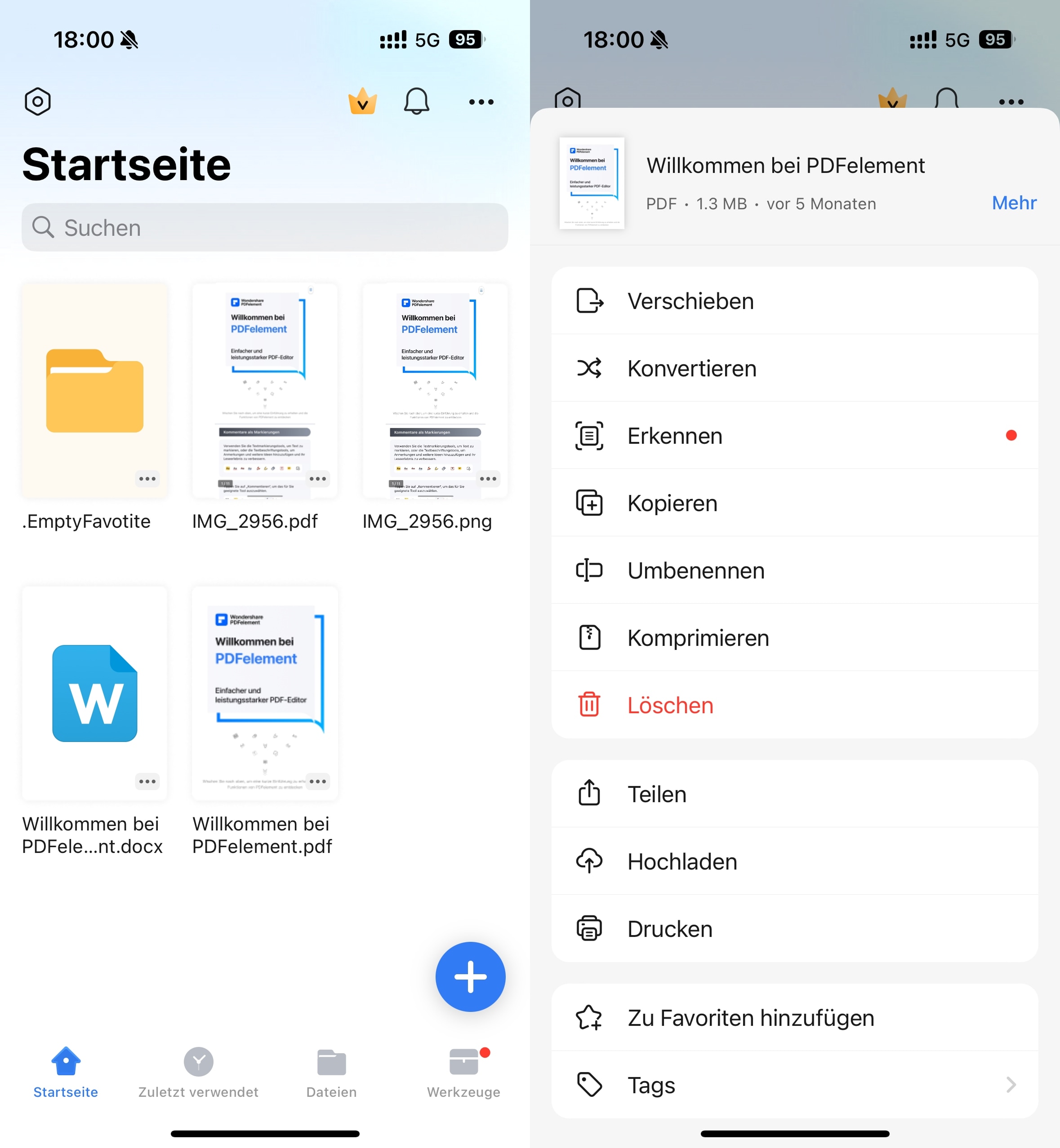 Um die PDF-Datei in ein anderes Format zu konvertieren, klicken Sie auf das Symbol "Drei Punkte" unten rechts auf dem Bildschirm, um den Konvertierungsprozess zu starten.