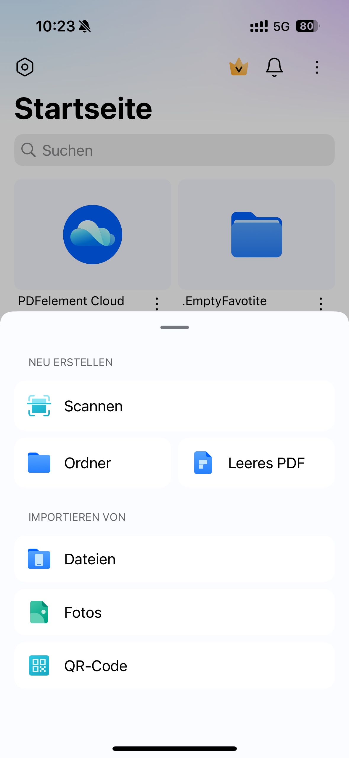 Öffnen Sie PDFelement Mobile und wählen Sie „Scannen“.