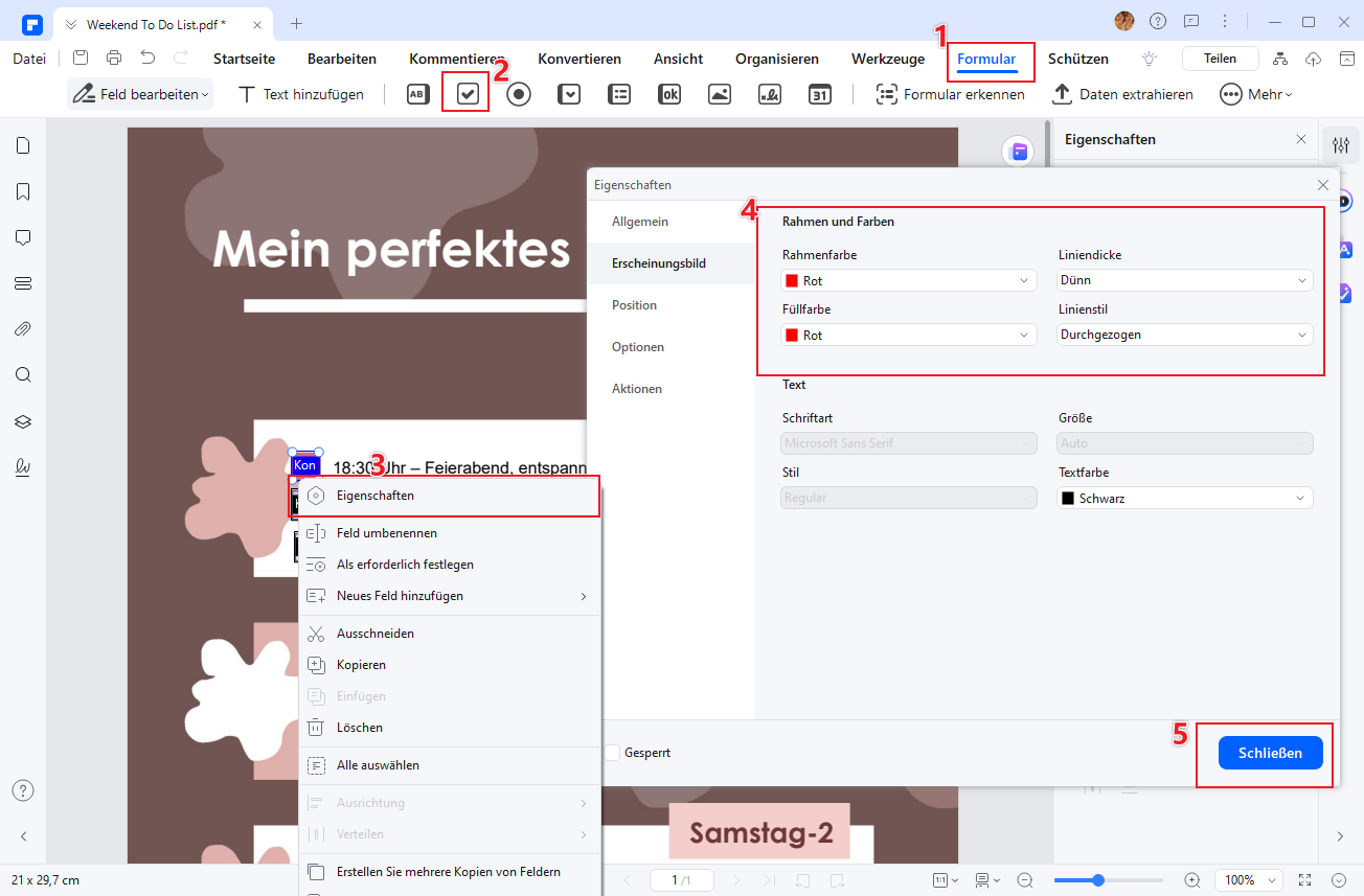 Fügen Sie Kontrollkästchen (Checkboxen) hinzu, damit Sie erledigte Aufgaben einfach abhaken können.