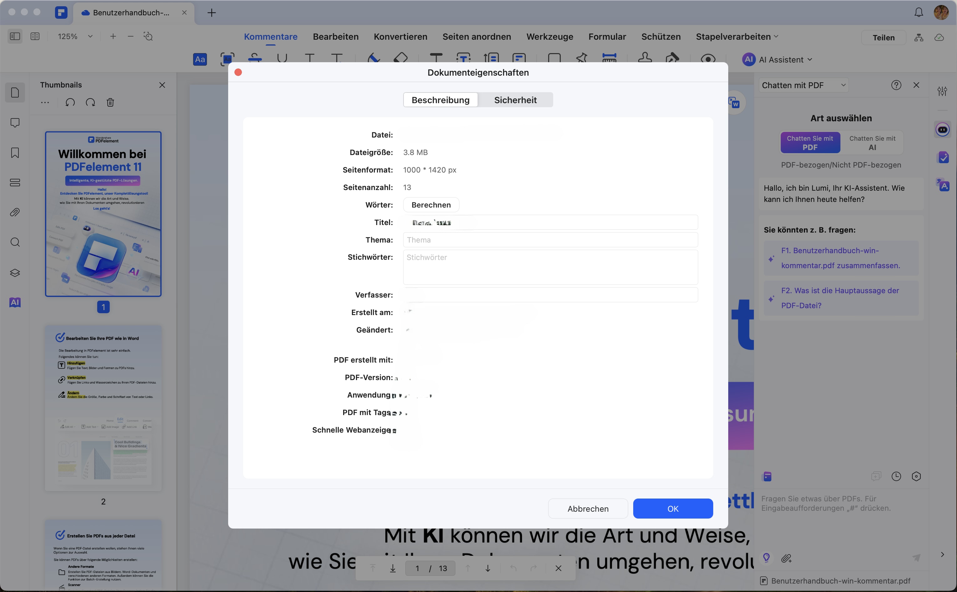 Sobald Sie das Dokument sehen, können Sie grundsätzlich alles ändern.