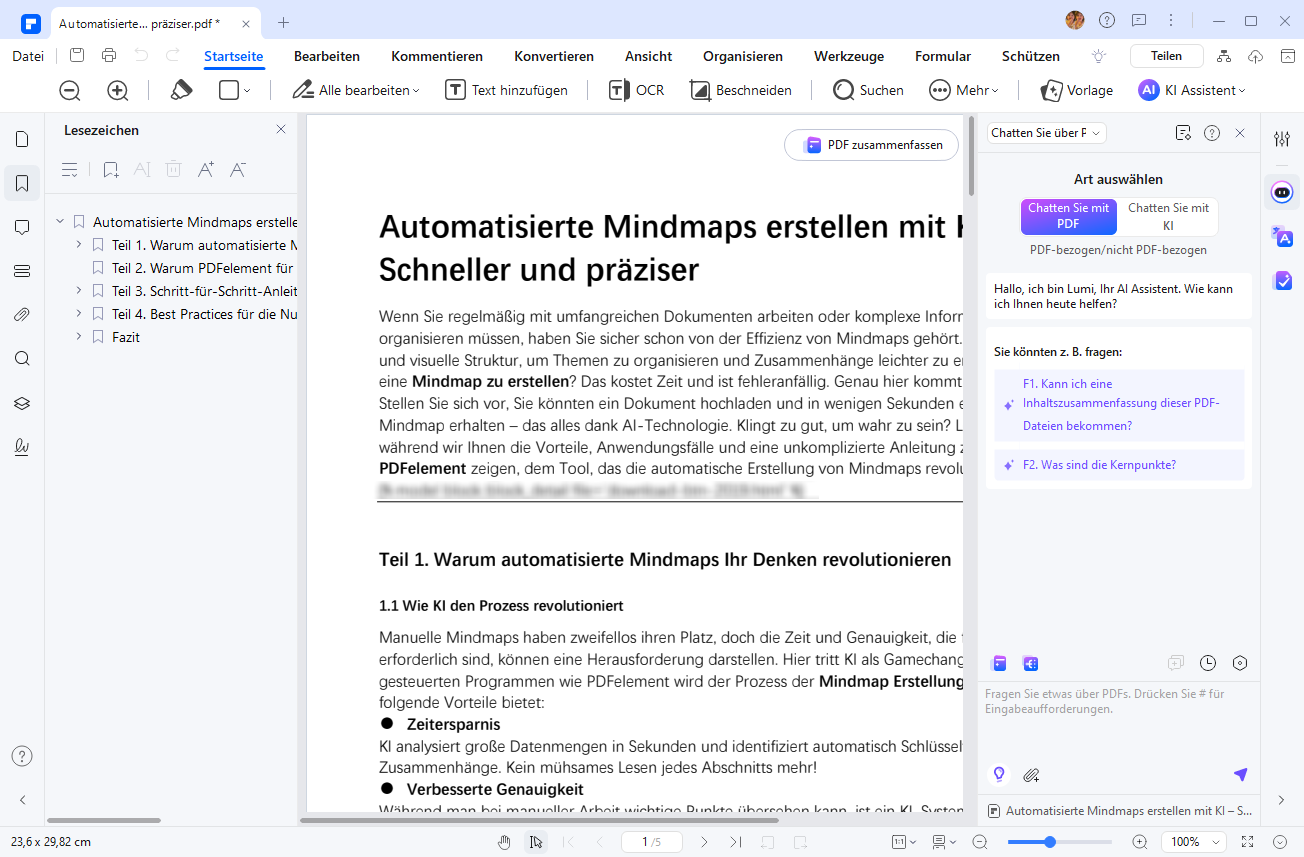 Markieren Sie den Text, den Sie mit einem Lesezeichen versehen möchten. Klicken Sie auf die Option Lesezeichen in der Symbolleiste, um Ihr Lesezeichen hinzuzufügen.