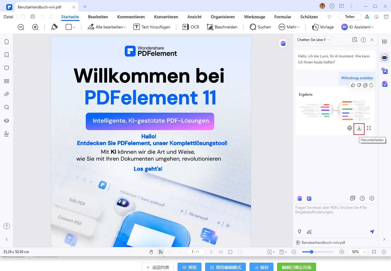 Exportieren Sie die finale Mindmap in dem Format, das Sie benötigen, und teilen Sie sie mit Kollegen, Lehrenden oder nutzen Sie sie für Ihre persönliche Organisation.