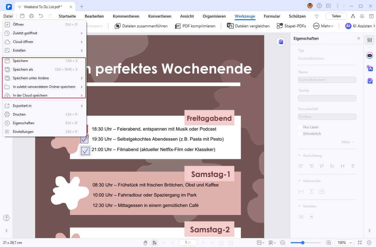 Plan speichern & mobil nutzen
