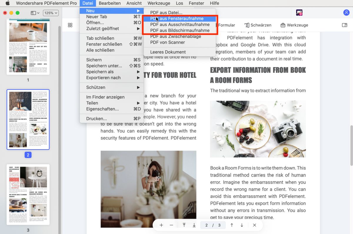 bildschirmfoto in pdf-dateien konvertieren auf dem mac