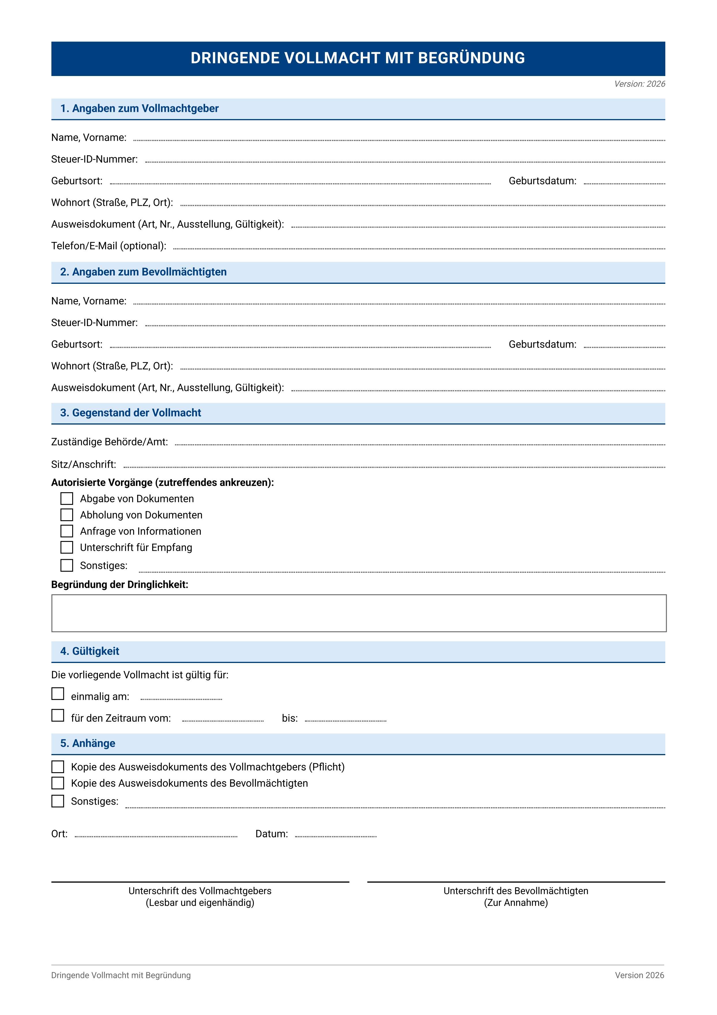 Universalvollmacht Behörden